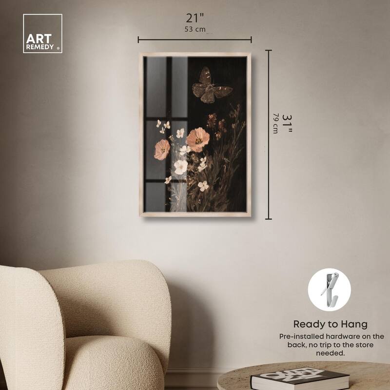 Poppy and Moth I Shadowbox by Art Remedy