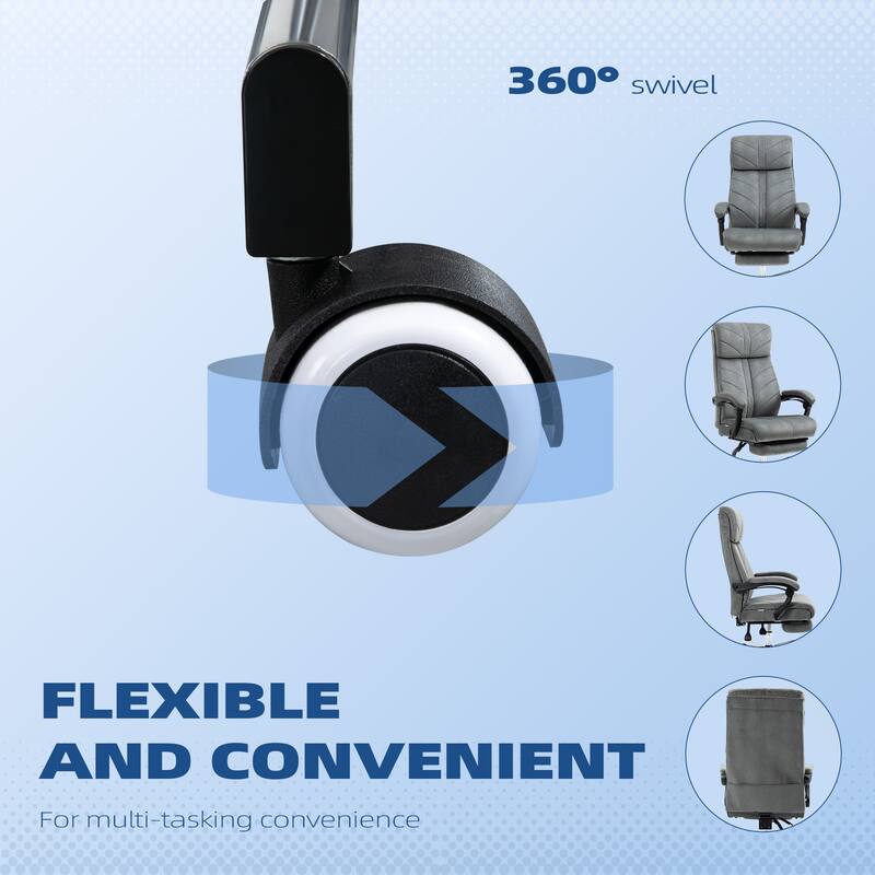 Vinsetto High-Back Executive Office Chair with Footrest, Microfiber Computer Chair with Reclining and Armrest, Ergonomic Chair