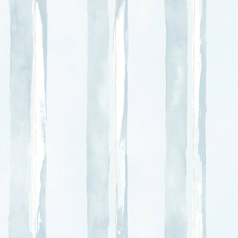 Galerie Wallcoverings Smart Stripes 2 Watercolor Stripe Vinyl on Non-Woven Matte Wallpaper Roll - 33 feet x 21 inches - Light Blue