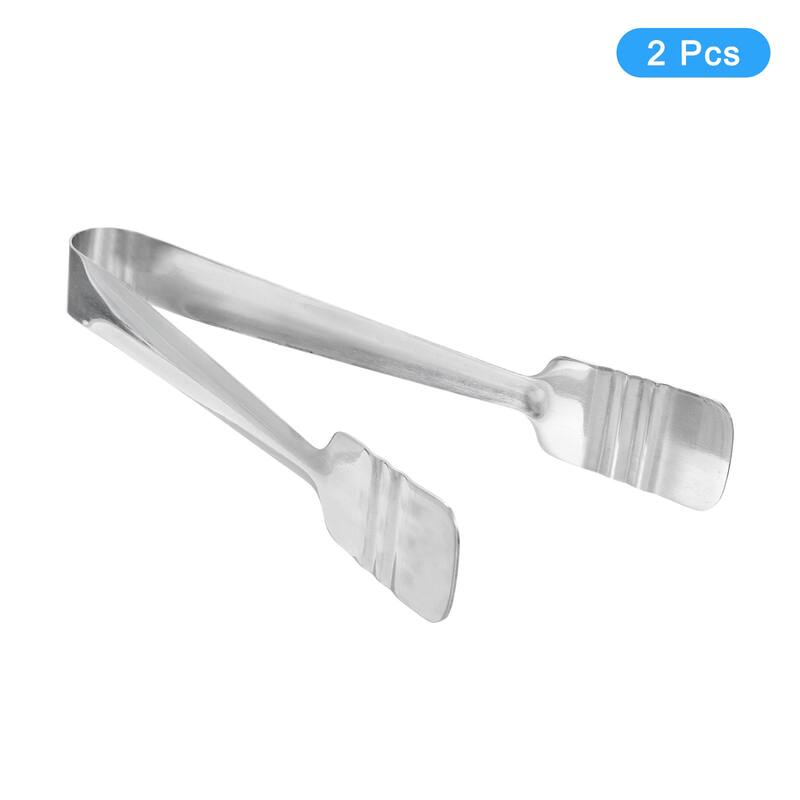 Serving Tongs, 2pcs 8.5 Inch Stainless Steel Ice Tongs, Mini Sugar Tongs - Silver