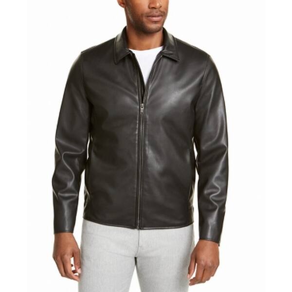 Alfani Mens Jacket Black Size 2XL Faux-Leather Harrington Full-Zip -  Overstock - 32430330