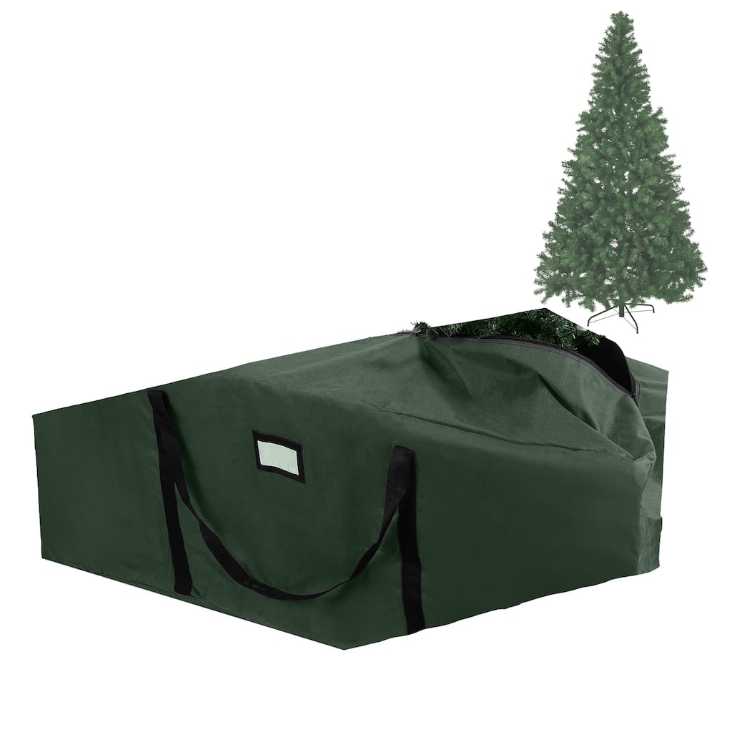 Rolling Christmas Tree Storage Bag- For 12 FT Artificial Trees-Green Canvas Duffel with Wheels by Hastings Home