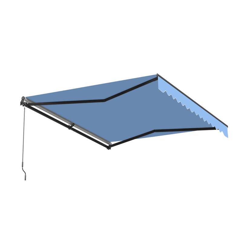 ALEKO Caribbean Motorized Retractable Patio Awning - Black Frame - Sky Blue - 10 x 8 Feet