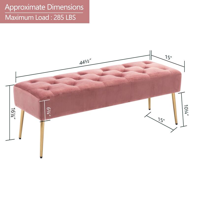 Modern 44" Length Button Tufted Bench