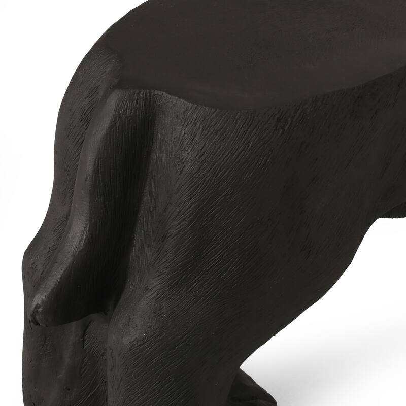 Roomfitters 31.5-Inch Black Labrador Outdoor Bench, Hand-Crafted Lightweight Concrete Garden Seat, Matte Black