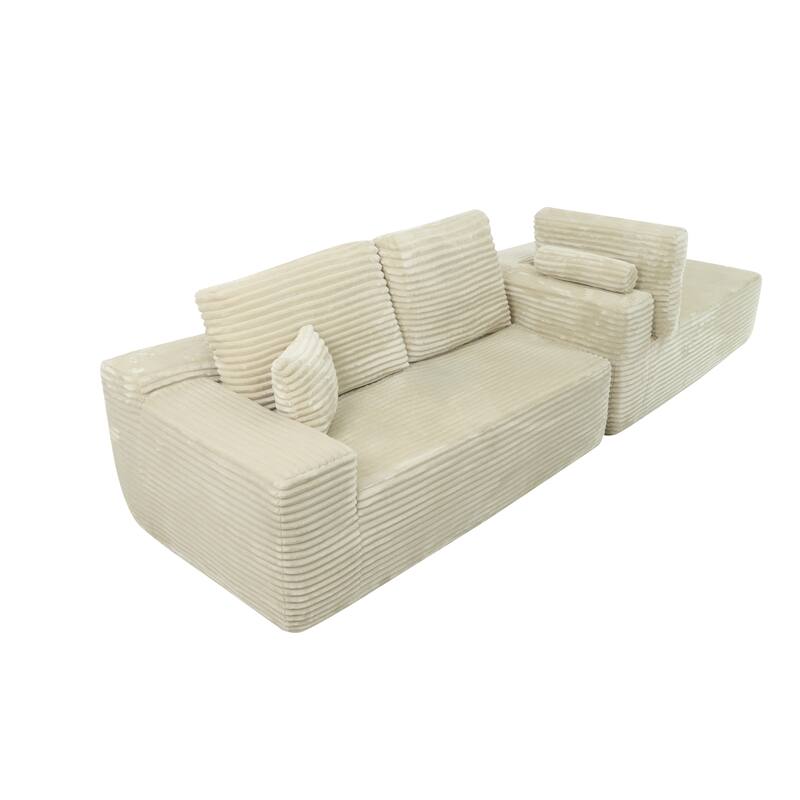 105" Corduroy Sectional Sofa with Chaise, Modern L-Shaped Modular Couch with Deep Seats, Plush Upholstered Living Room Sofa