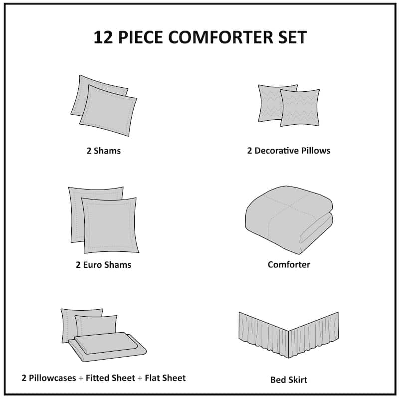 Madison Park Anouk 12 Piece Comforter Set with Cotton Bed Sheets