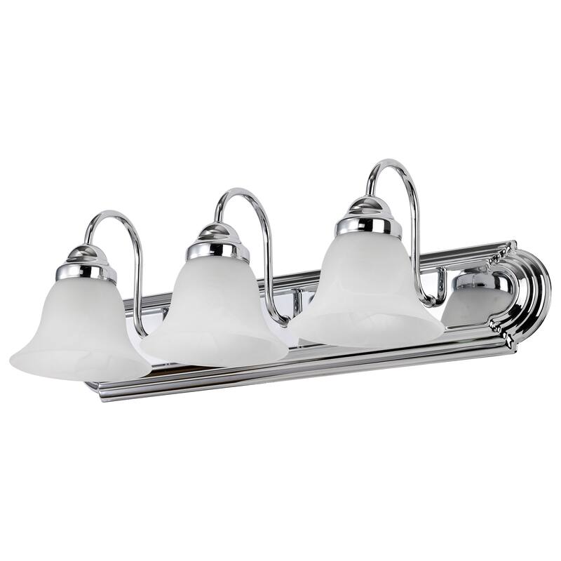 Ballerina - 3 Light Vanity - Polished Chrome Finish with Alabaster Glass - Polished Chrome