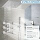 preview thumbnail 35 of 35, 12" Wall Mount LED Rainfall 3 Way Thermostatic Shower Faucets Sets with 6 Body Jets