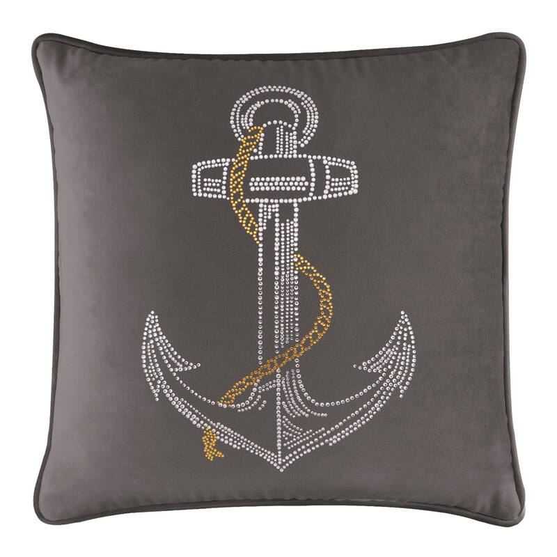 Sparkles Home Rhinestone Anchor Pillow - 16x16 - Charcoal