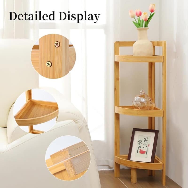 3-Tier Bamboo Corner Shelf