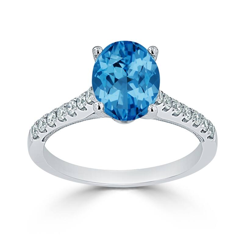 Auriya 1 1/2ct Fancy Oval Swiss Blue Topaz and Diamond Engagement Ring 1/4ctw 14k Gold