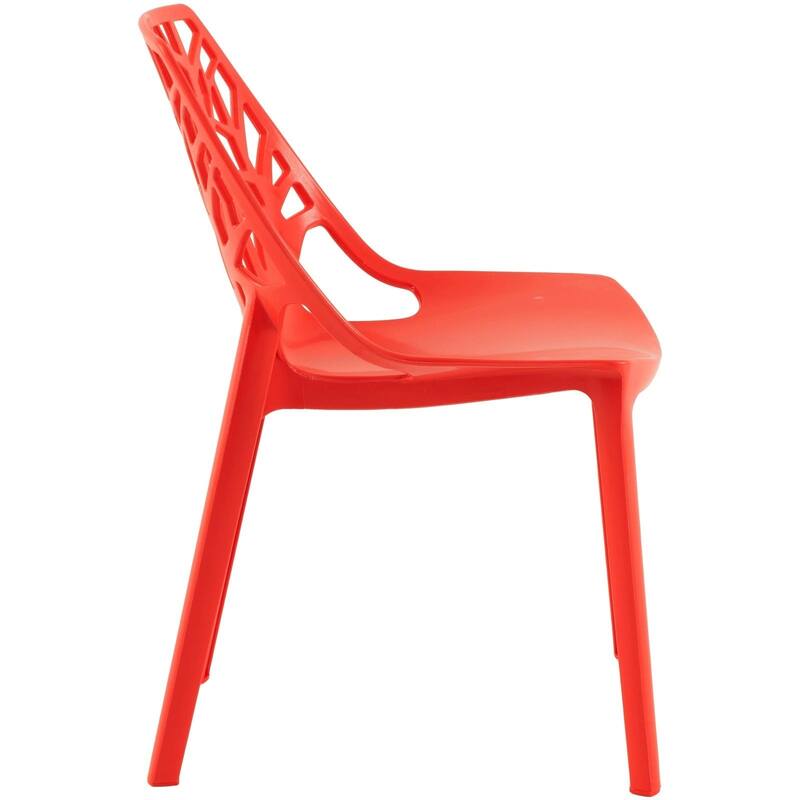 Stackable Dining Chair in Polypropylene (Set of 4) Modern Cut-out Design Backrest Accent Side Chair