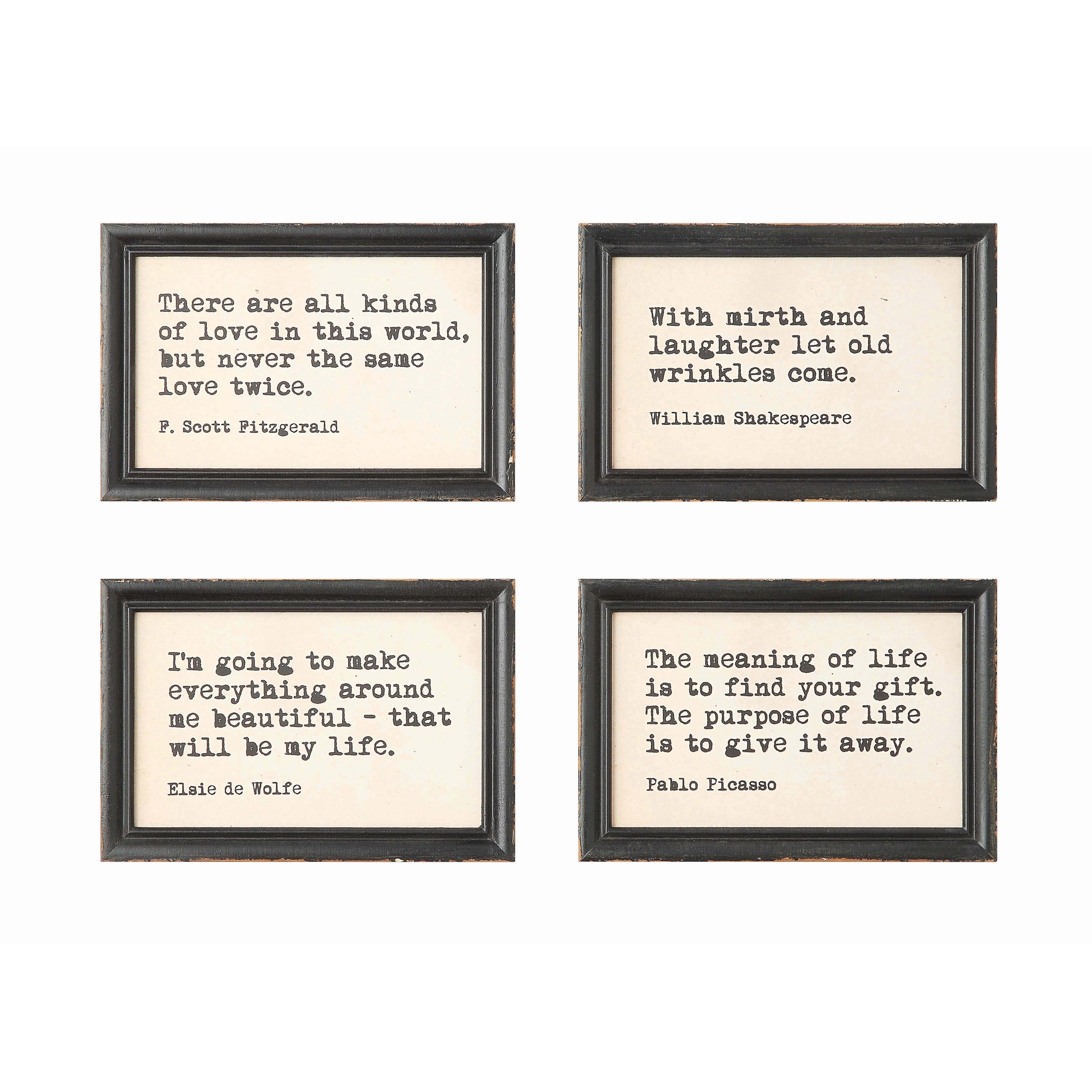 Shop Wood Framed Wall Decor With Quotes Set Of 4 Quotes 9 X 6 Overstock 31432450