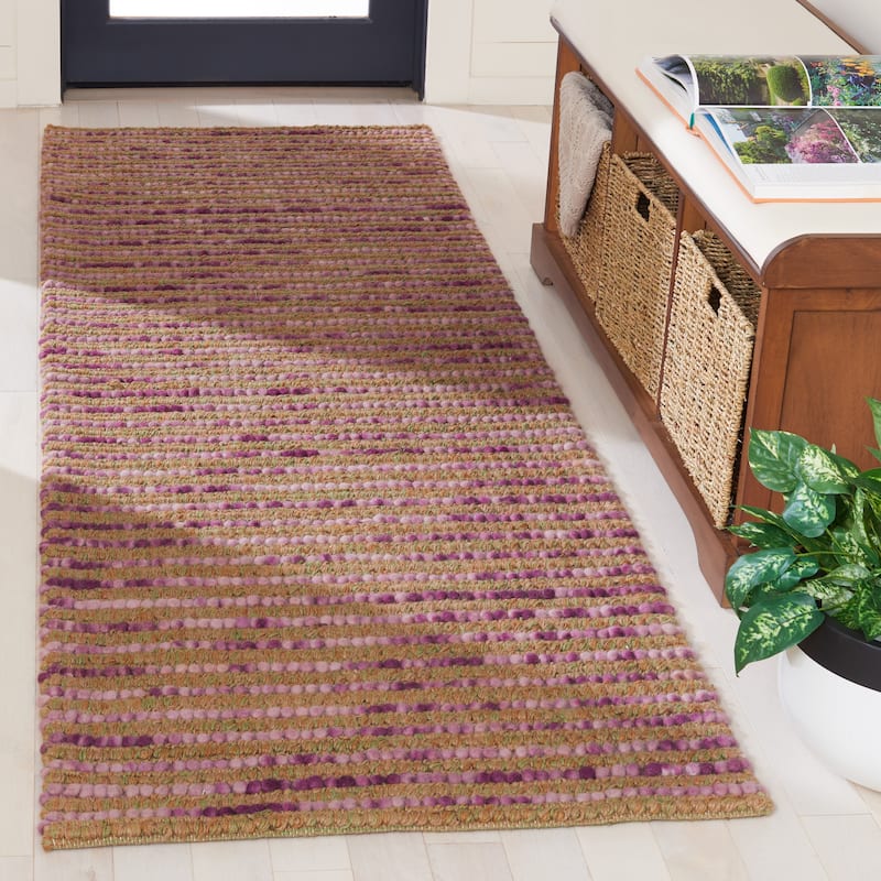 SAFAVIEH Handmade Bohemian Jelisava Jute & Wool Area Rug - 2'6" x 6' Runner - Purple/Multi