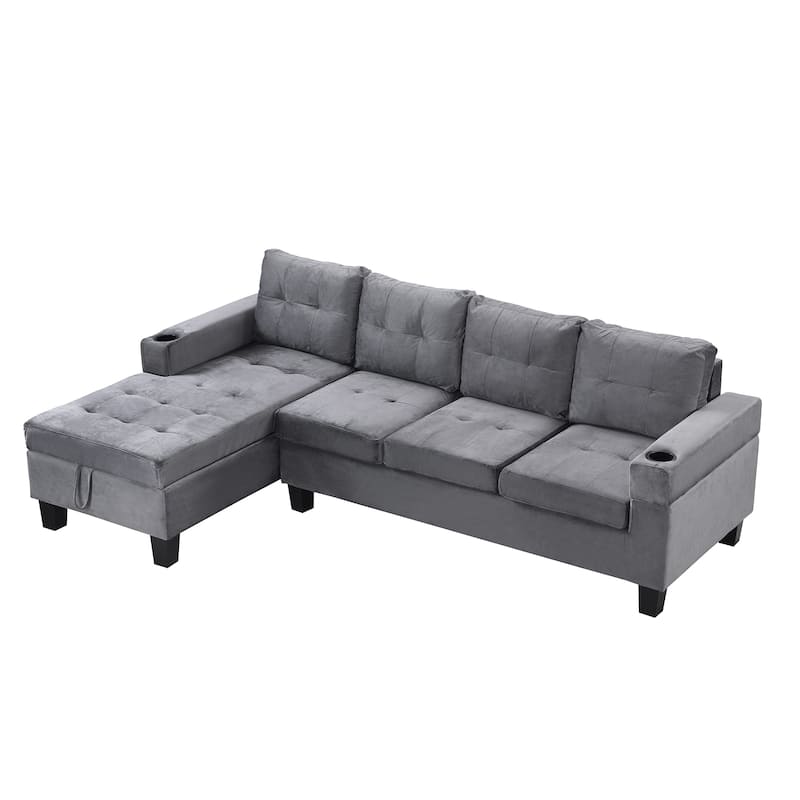 97.8" Modern 4-Seat Sofa Set with Storage Chaise