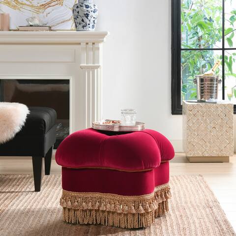 Ellen Performance Fabric Clover Tufted Ottoman Stool by Jennifer Taylor Home