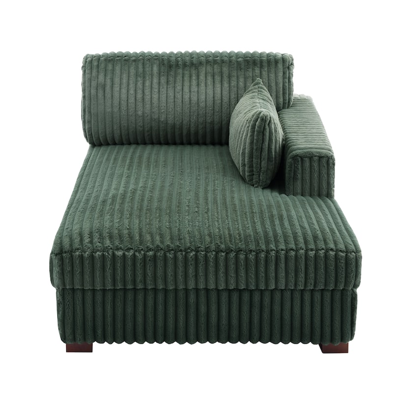42" W Plush Corduroy Upholstered Chaise Lounge Sleeper for Living