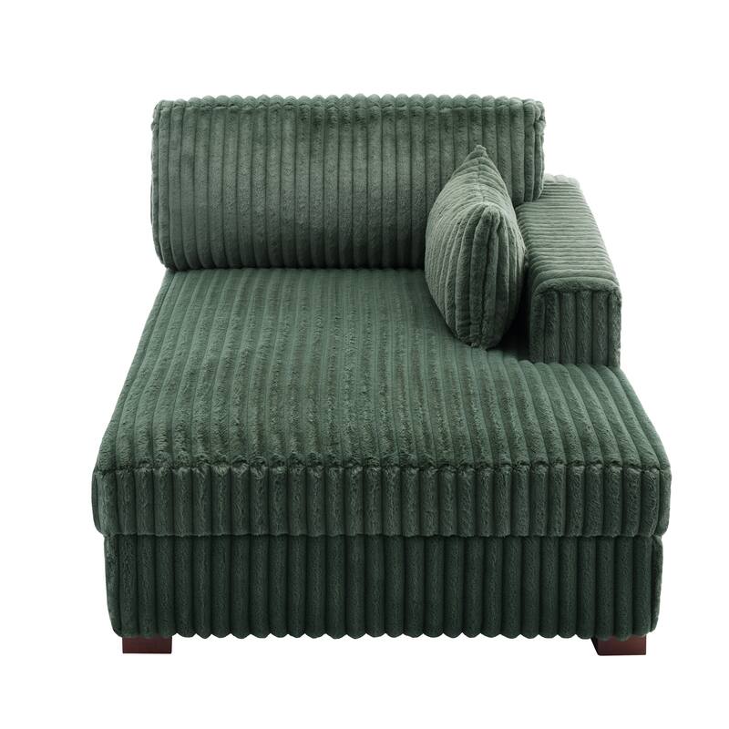 UIXE Upholstered Plush Bedroom Lounge Chairs with Left Armrest & Lumbar Pillow