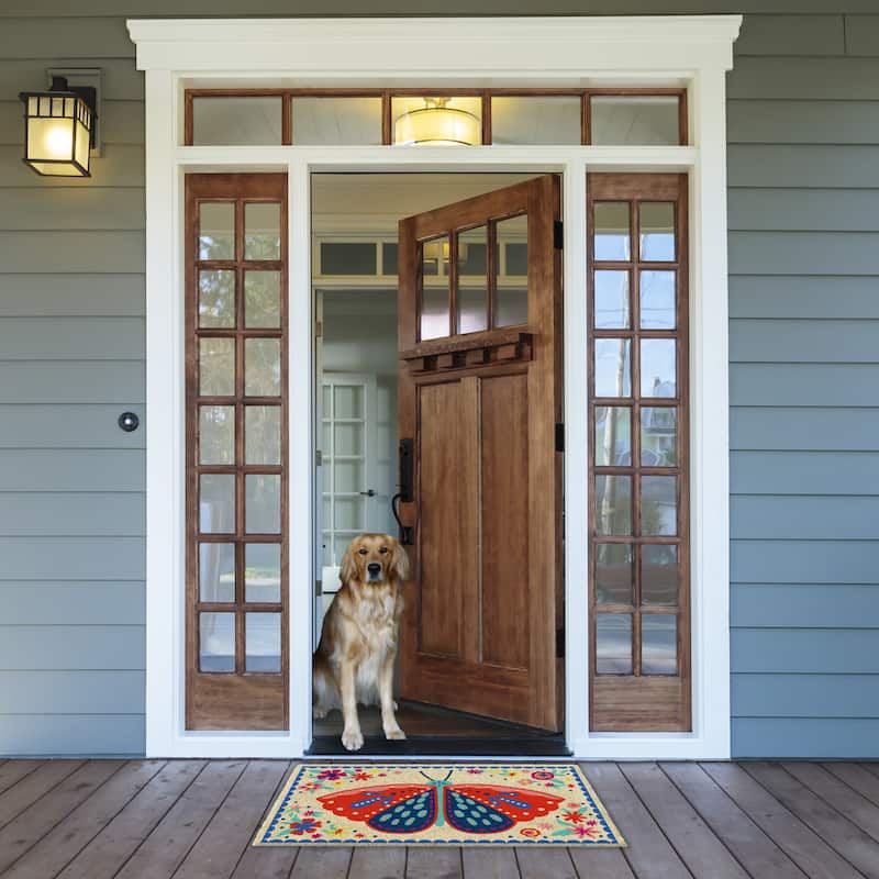 Folk Butterfly Welcome Doormat 17x29