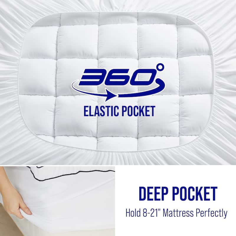 Extra Thick&Down Alternative Mattress Topper With 8-21 Inch Deep Pocket