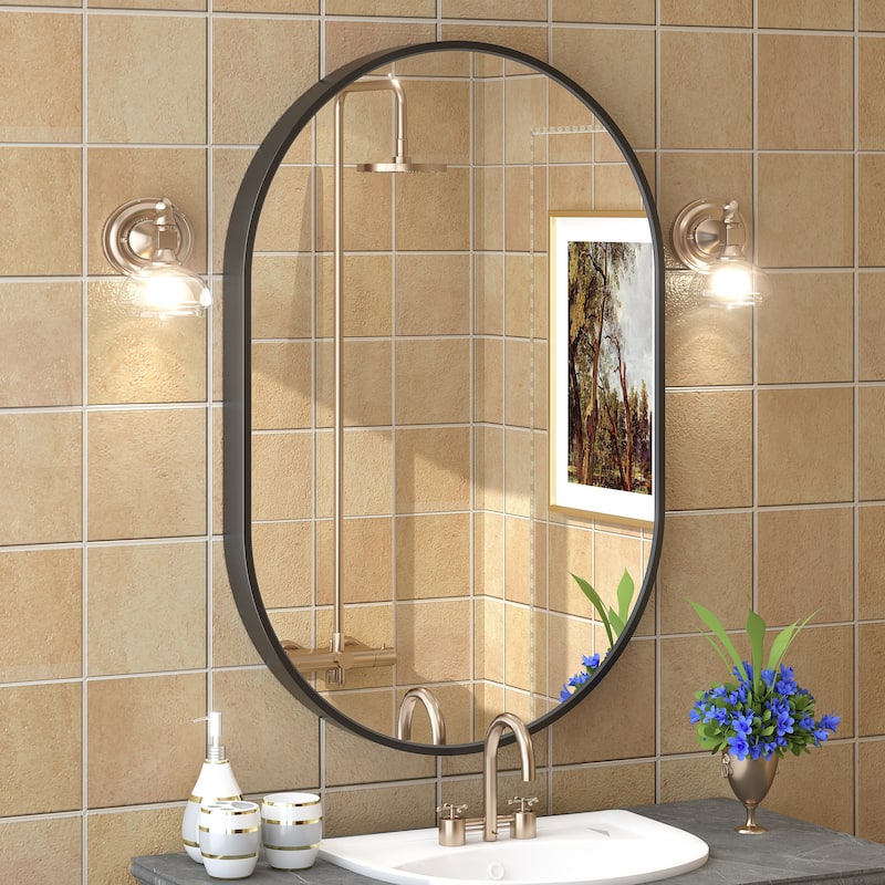 5-Year Warranty Aluminum Alloy Framed French Cleat Mounted Oval Wall Decor Bathroom Vanity Mirror