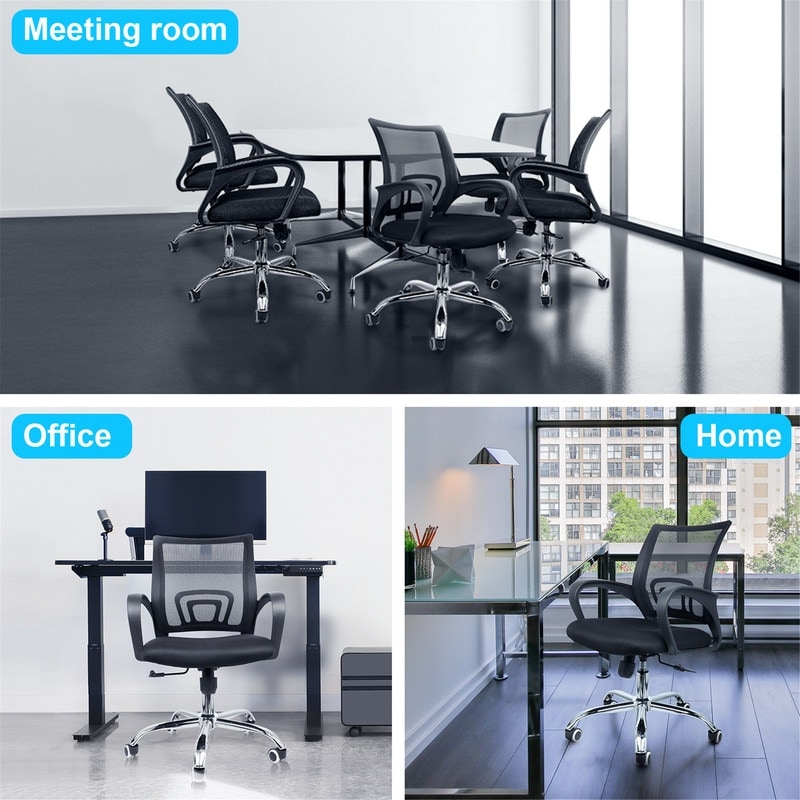Black Matel Ergonomic Abjustable Height Office Chair With Metal Base