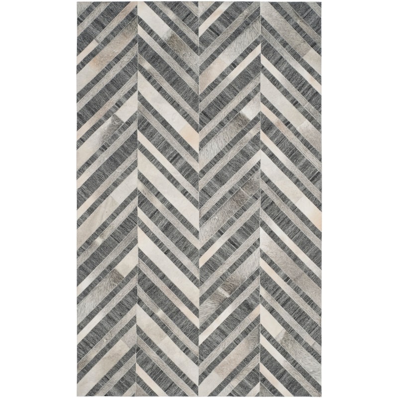 SAFAVIEH Handmade Studio Leather Pepper Modern Leather Rug