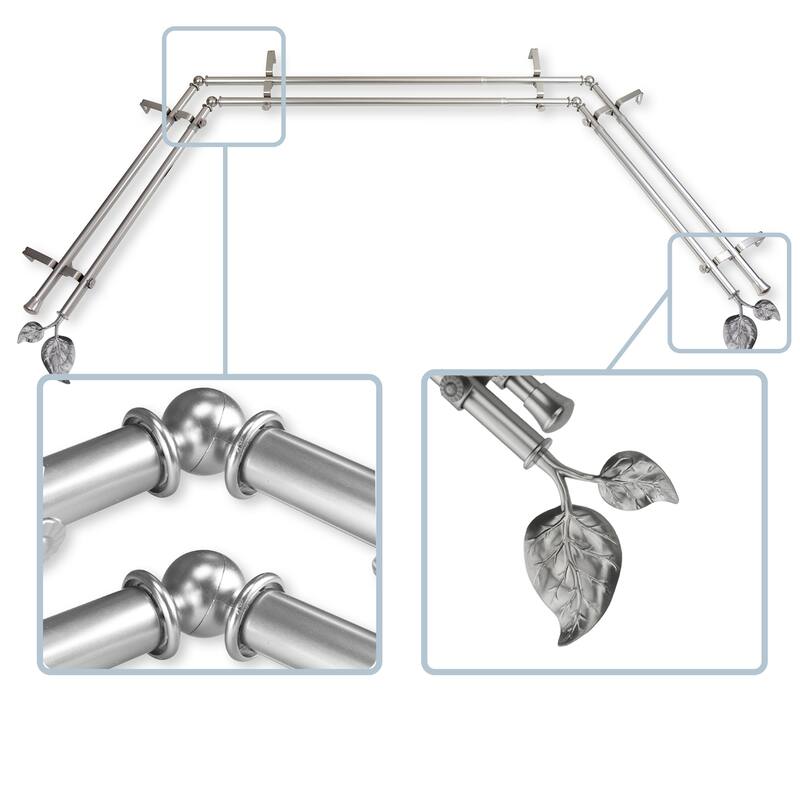 InStyleDesign Vine 13/16" Double Bay Window Curtain Rod - Satin Nickel