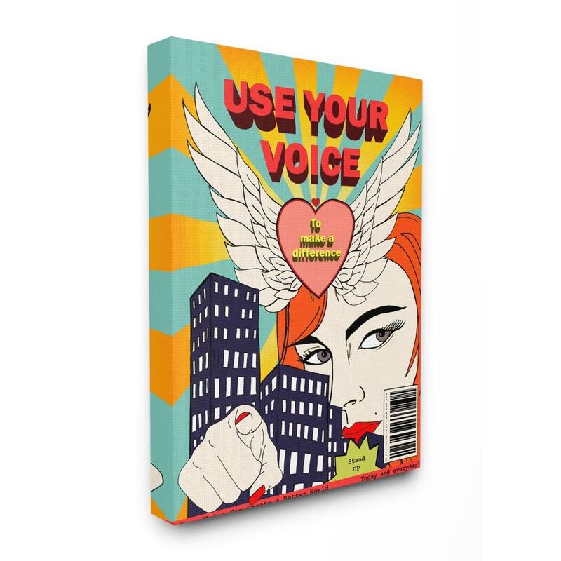 Stupell Use Your Voice Inspirational Quote Feminist Pop Art Canvas Wall Art - Multi-Color - 24 x 30