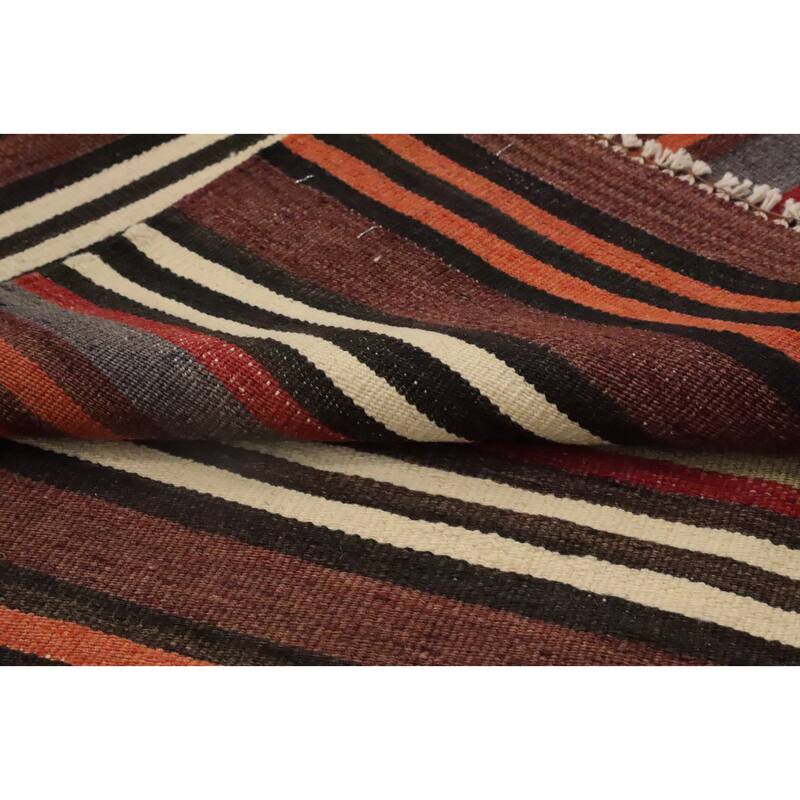 Hand Woven Oriental 100% Wool Carpet Southwestern Geometric Multi-Colored Kilim Area Rug - 8' 6'' X 5' 3''