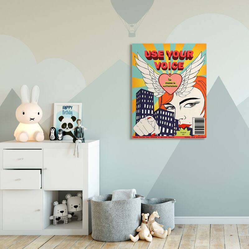 Stupell Use Your Voice Inspirational Quote Feminist Pop Art Canvas Wall Art - Multi-Color