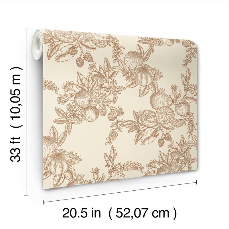 Chris Loves Julia x A-Street Prints Gerty Copper Fruit Toile Wallpaper