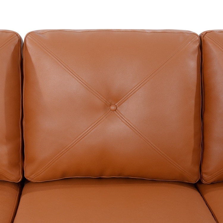 Stylish Sofa Combo: Chesterfield Sofa with Rolled Arms and Button Tufted Flared Arms Microfiber Couch for Small Spaces
