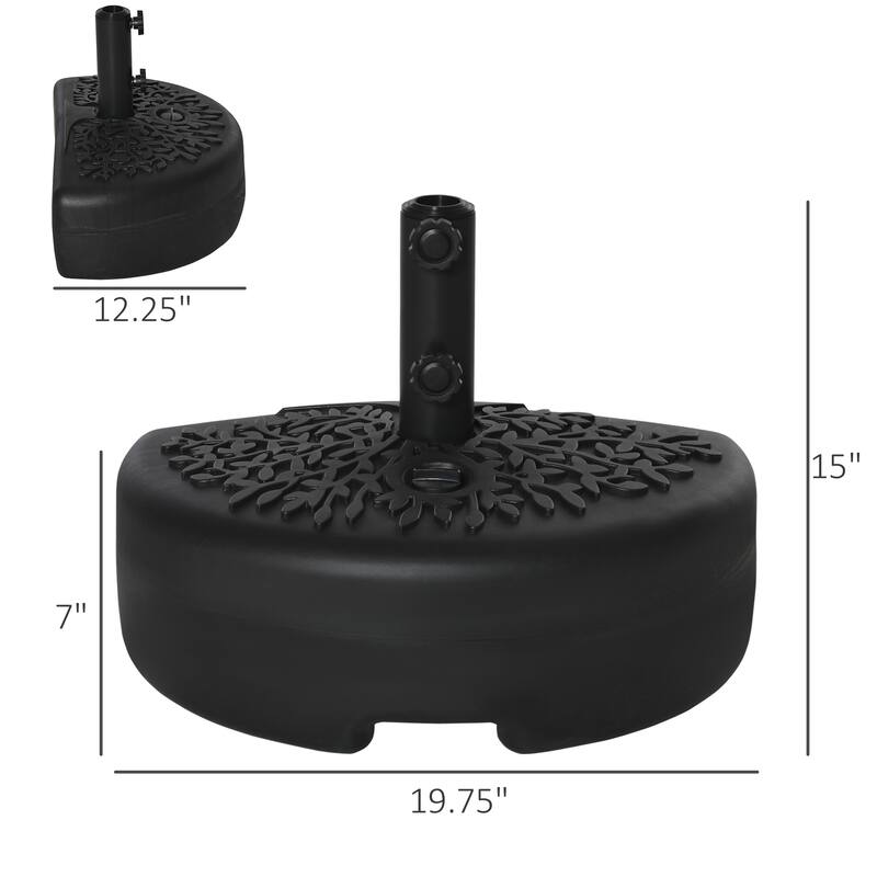 Outsunny Half Round Umbrella Base, Sand or Water Filled Half Patio Umbrella Stand Holder for Lawn, Deck, Backyard and Garden