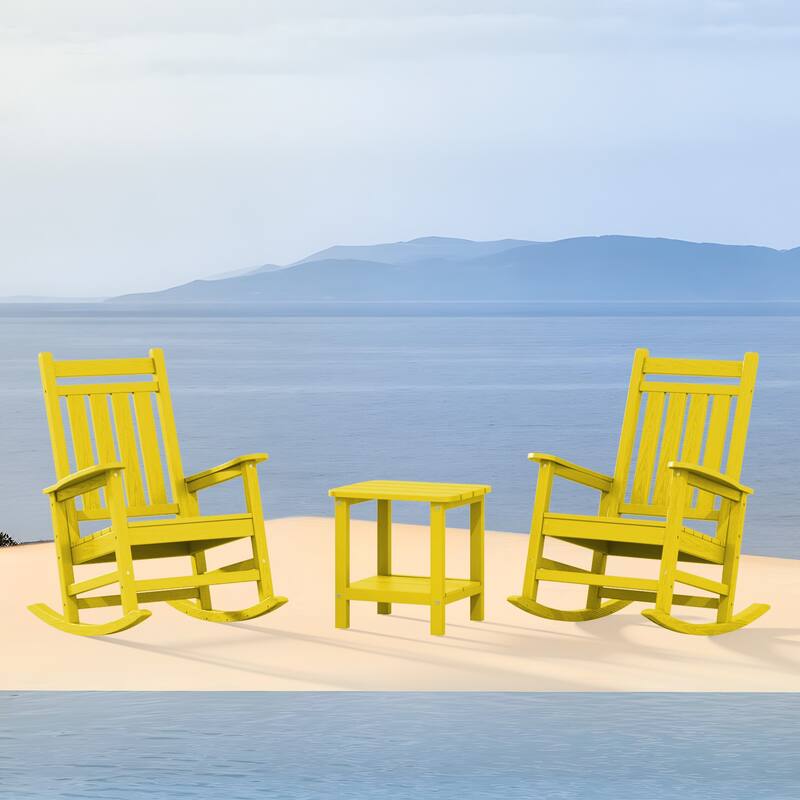 Outdoor Patio HDPE Rocking Chiar, Extra Wide Seat & Backrest