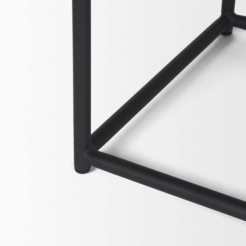 Taniel Black Leather w/ Black Metal Stool