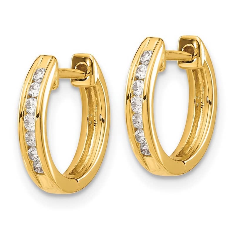 Curata 14k Diamond Hinged Hoop Earrings - 12x13mm Wide 2mm Thick