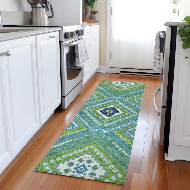 Machine Washable Indoor/ Outdoor Global Boho Chantille Rug