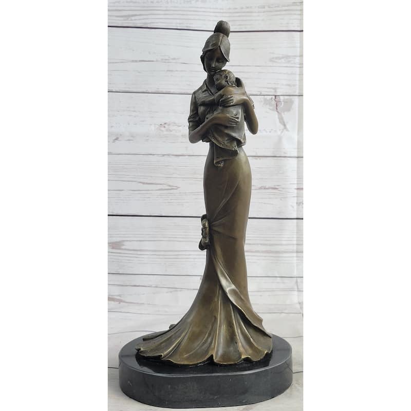 Mother Holding Baby Child Bronze Statue Sculpture Figure Original Vitaleh 14 Inches X 7 Inches