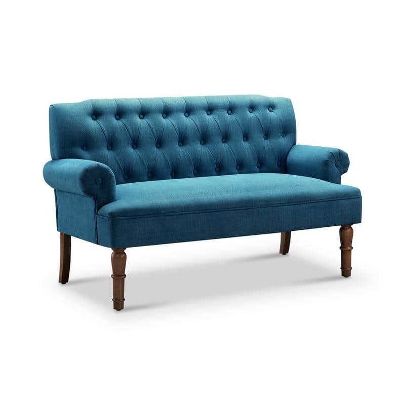 Moser Bay Arete Upholstered Tufted Settee Chesterfield Style Loveseat, Velvet or Linen