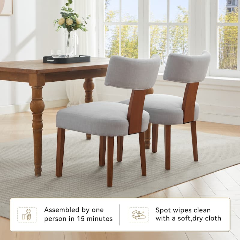 GDFStudio - Mariscat Fabric Wingback Dining Chairs（Set of 2）