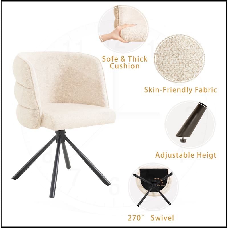 270 Degree Swivel Dining Chairs with Metal Base Set of 2