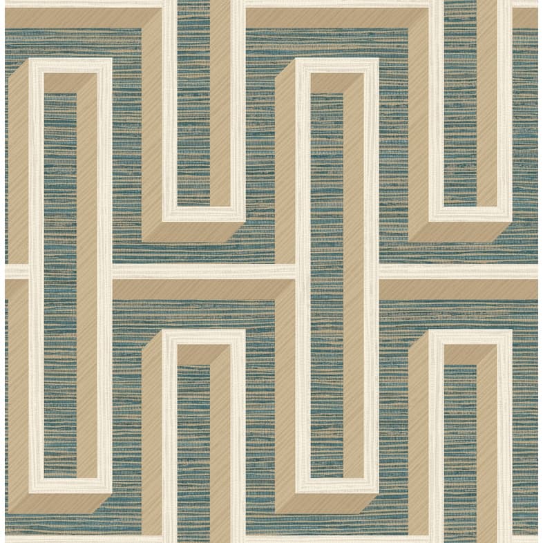 Advantage Henley Teal Geometric Grasscloth Wallpaper