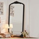 preview thumbnail 29 of 66, Arched Full-Length Solid Wood Carving Floor Mirror 69x30 - Black