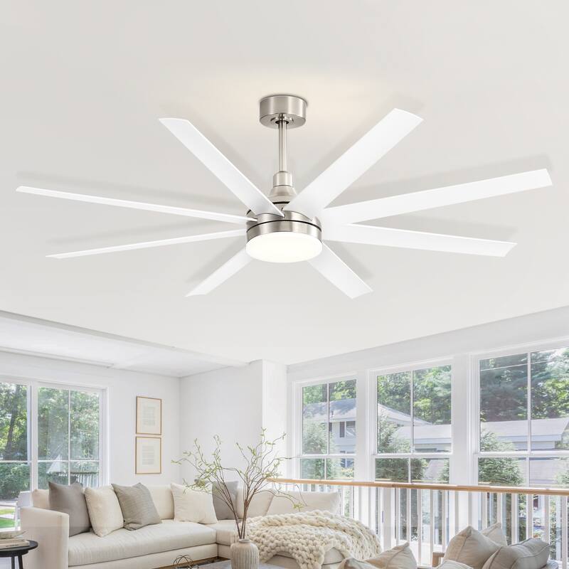 65/72/84 Inches Large LED Ceiling Fan with Light Remote(8-Blade)