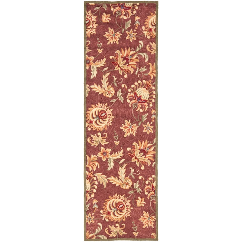 SAFAVIEH Handmade Easy Care Faidra Oriental Rug - 2'6" x 8' Runner - Maroon/Green
