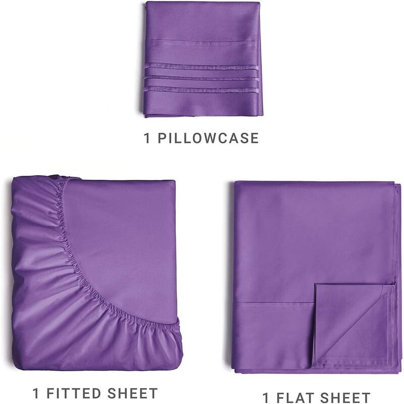 CGK Linens 4 Piece Solid Deep Pockets Microfiber, Easy-Fit Bed Sheet Set