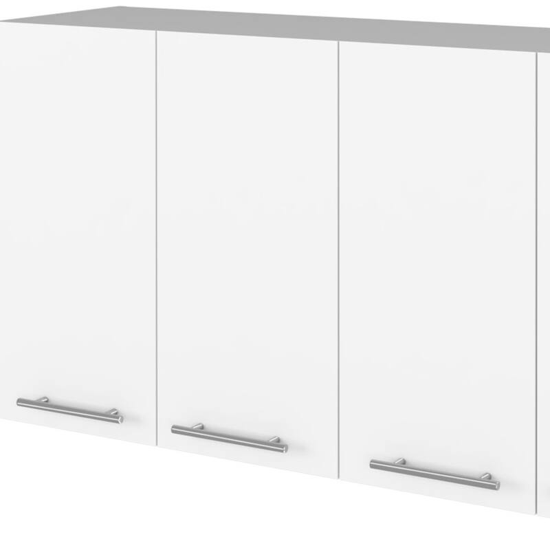 HomeRoots 47" White Wood Wall Mounted Accent Chest With Four Doors