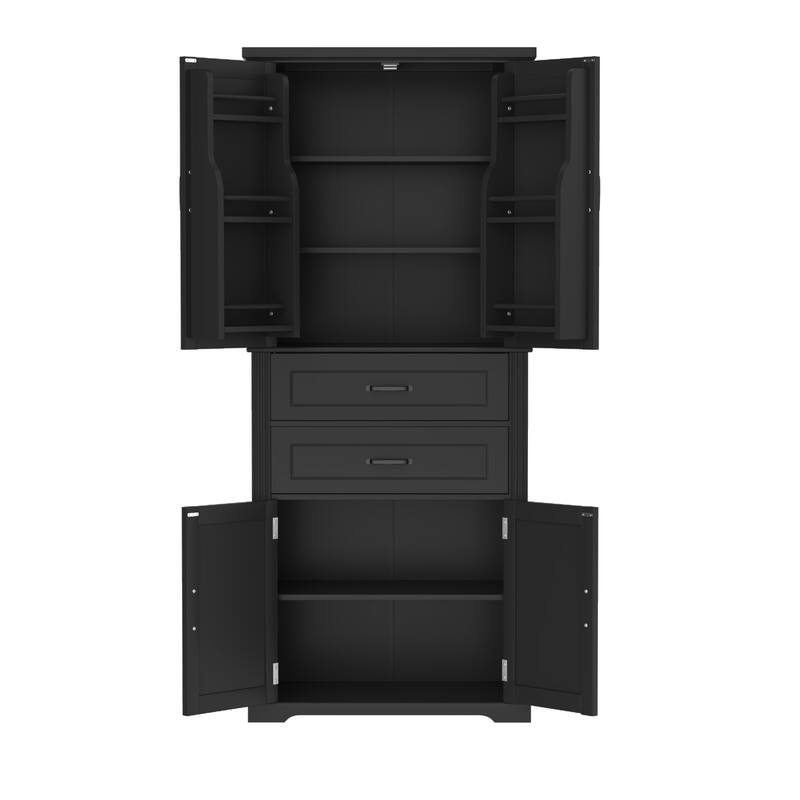 Storage Cabinet with Multi-Functional Storage Space, 2 Drawers with Slide Rails, Adjustable Shelf, Black